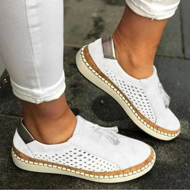 Emilia | Damen Slip-On Loafer Orthopädisch Atmungsaktiv Quasten