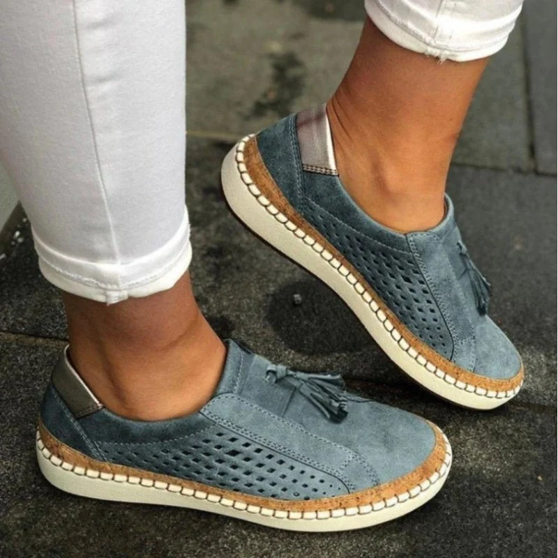 Emilia | Damen Slip-On Loafer Orthopädisch Atmungsaktiv Quasten
