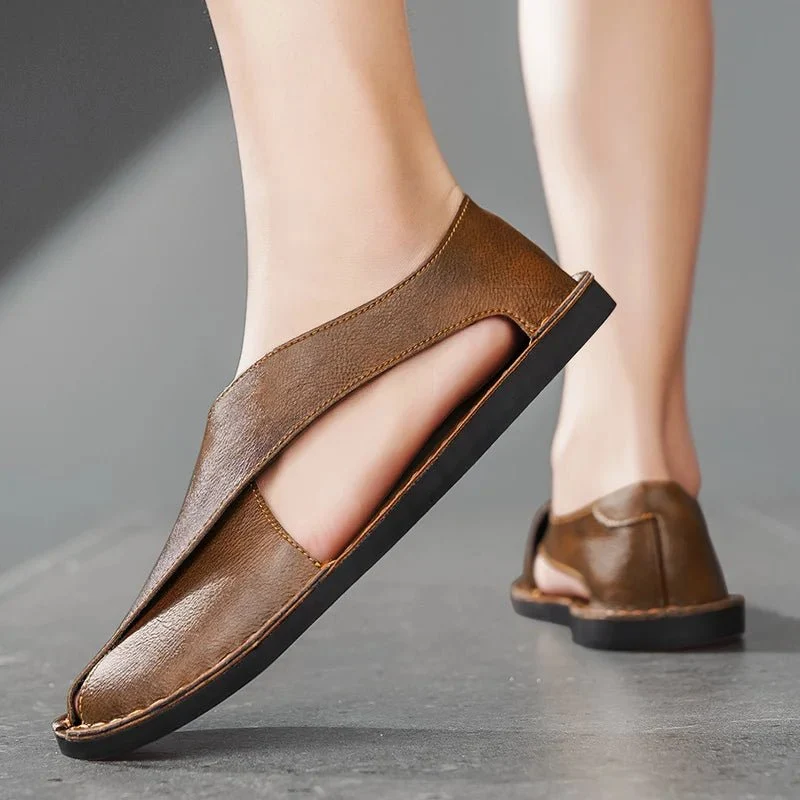 Stefan | Herren Leder-Sandalen Crossover-Design Italienisches Kalbsleder