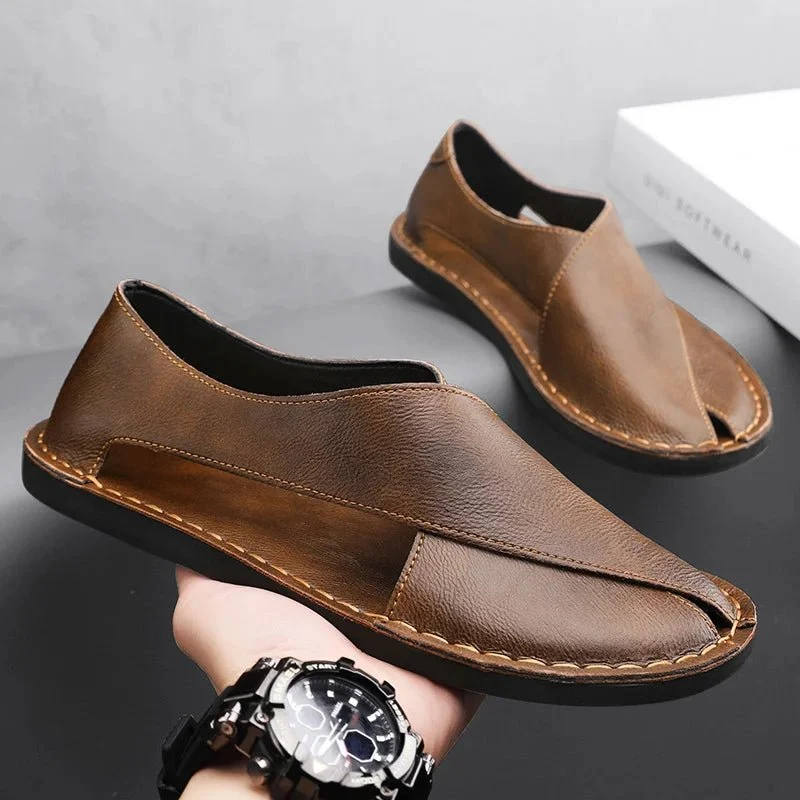 Stefan | Herren Leder-Sandalen Crossover-Design Italienisches Kalbsleder