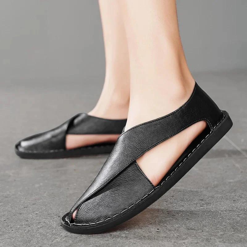 Stefan | Herren Leder-Sandalen Crossover-Design Italienisches Kalbsleder