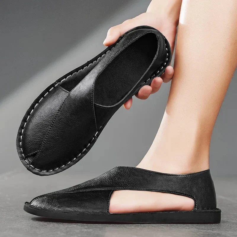 Stefan | Herren Leder-Sandalen Crossover-Design Italienisches Kalbsleder