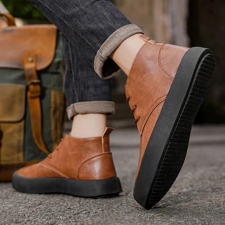 Stefan | Herren Leder Chukka Boots Gepolsterte Sohle Schnürung