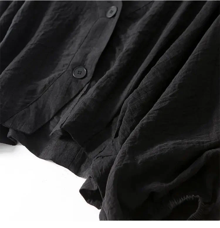 Greta | Leinen Bluse Langarm Oversized V-Ausschnitt Sommer