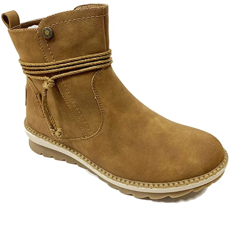 Refresh Damen-Schneestiefel mit seitlichem Reißverschluss – Kamel