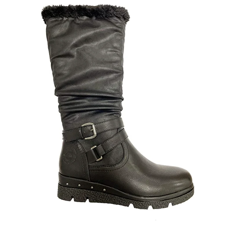 Refresh Gefütterter kniehoher Damenstiefel - Schwarz