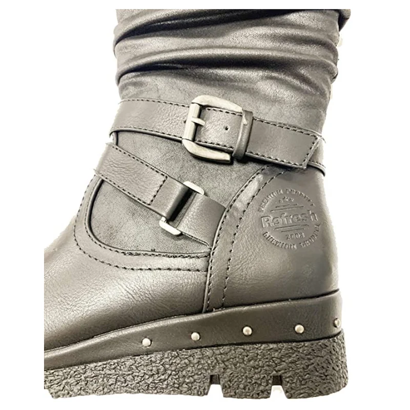 Refresh Gefütterter kniehoher Damenstiefel - Schwarz