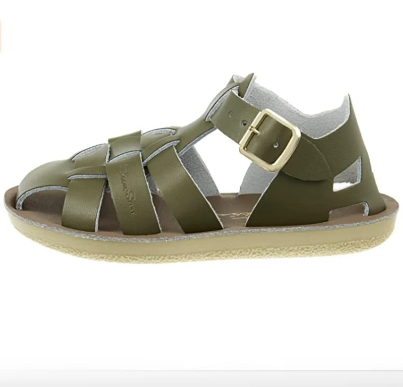 Salt Water Sandals Hai-Sandale für Kinder – Olivgrün