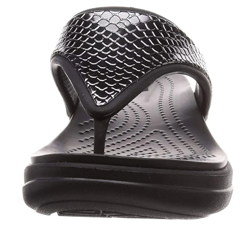 Crocs Damen Monterery Metallic Wedge Flip Flop - Schwarz