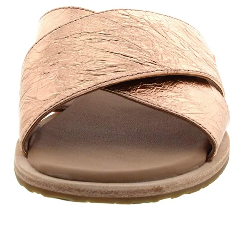 UGG - Joni – Pantoletten aus Metallic-Leder – Roségold