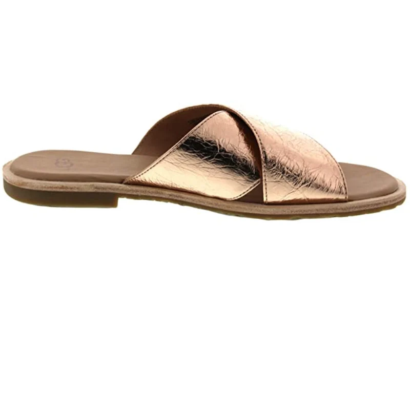 UGG - Joni – Pantoletten aus Metallic-Leder – Roségold