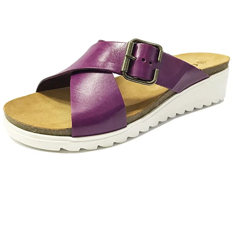 Oak & Hyde Amalfi - Keilsandalette aus Vintage-Fliederleder