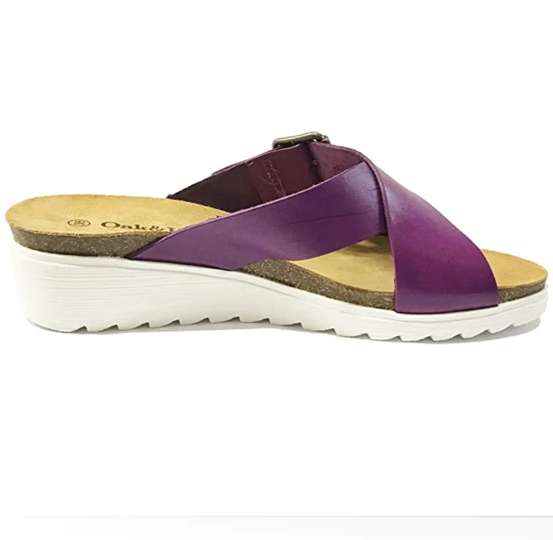 Oak & Hyde Amalfi - Keilsandalette aus Vintage-Fliederleder