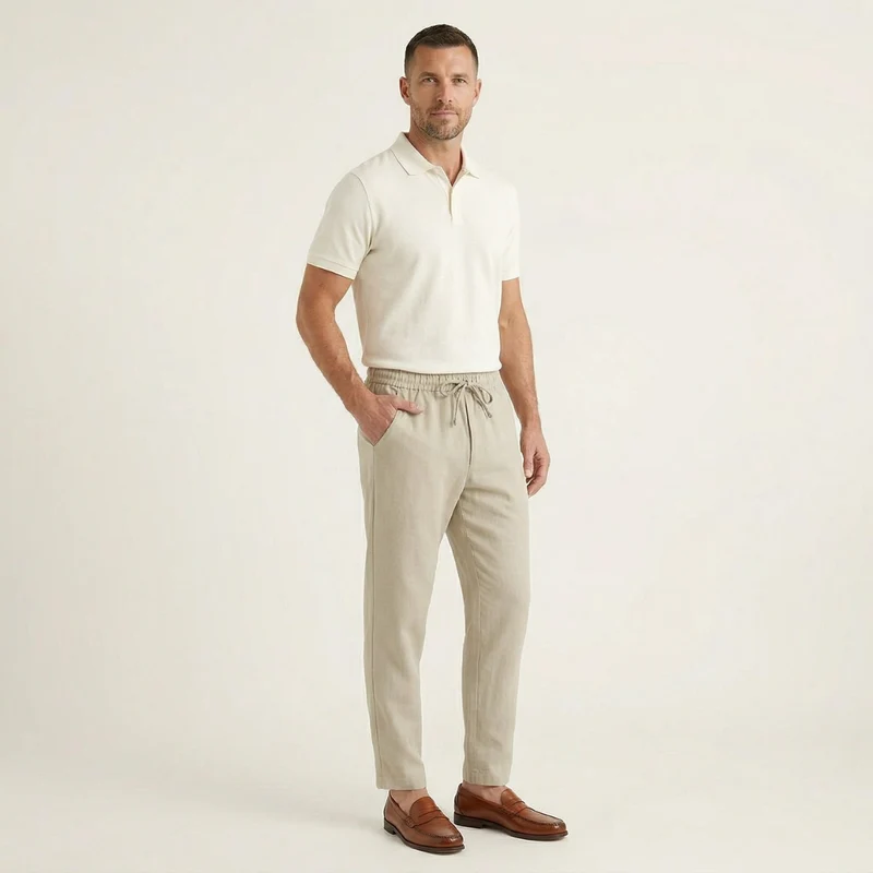 Herren Hose mit elastischem Bund und Kordelzug