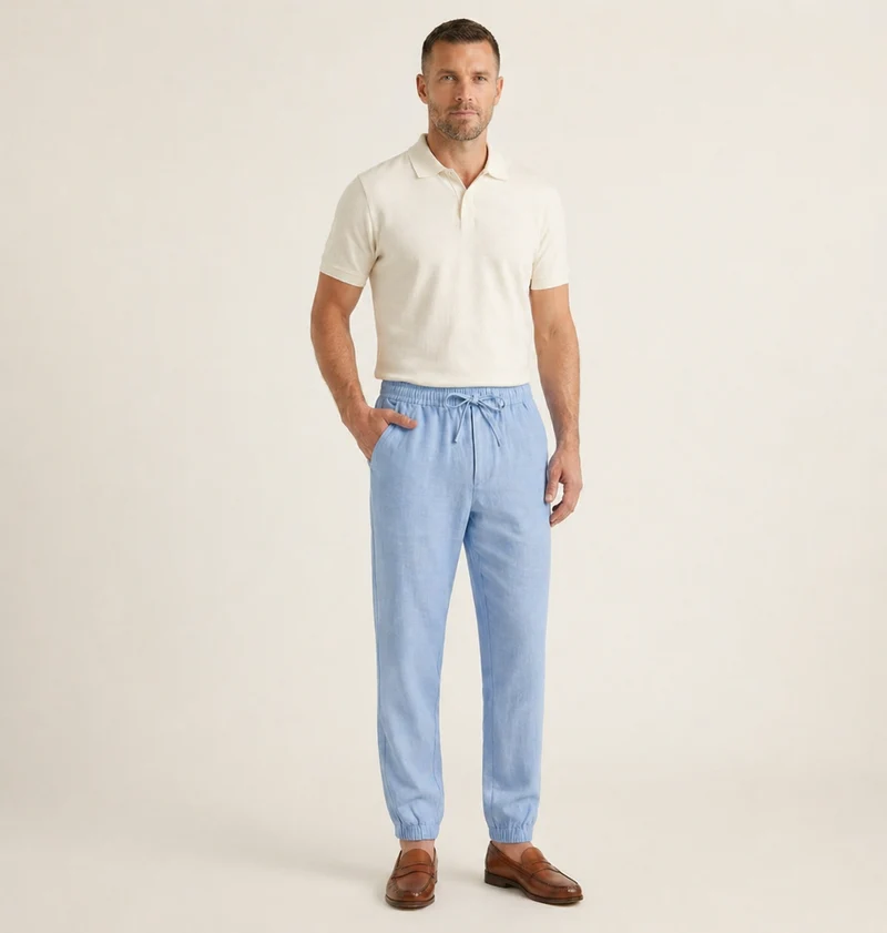 Herren Hose mit elastischem Bund und Kordelzug