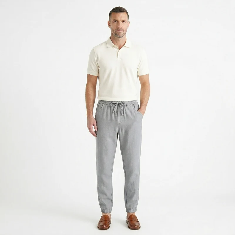 Herren Hose mit elastischem Bund und Kordelzug