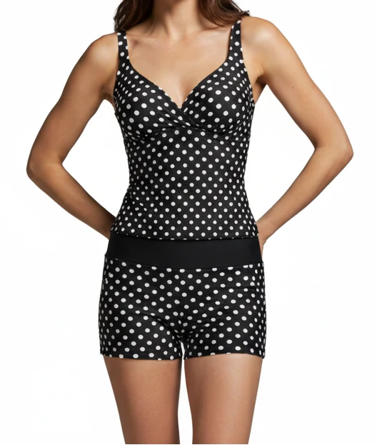 Damen Tankini Set mit Wickeloberteil und Shorts