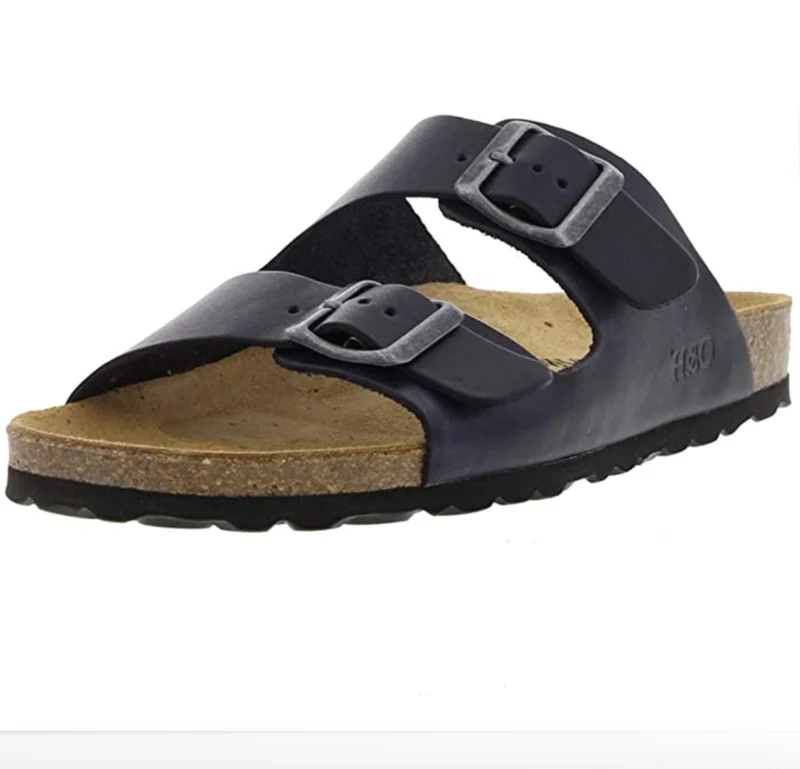 Oak & Hyde - Vintage-Ledersandalen in Marineblau