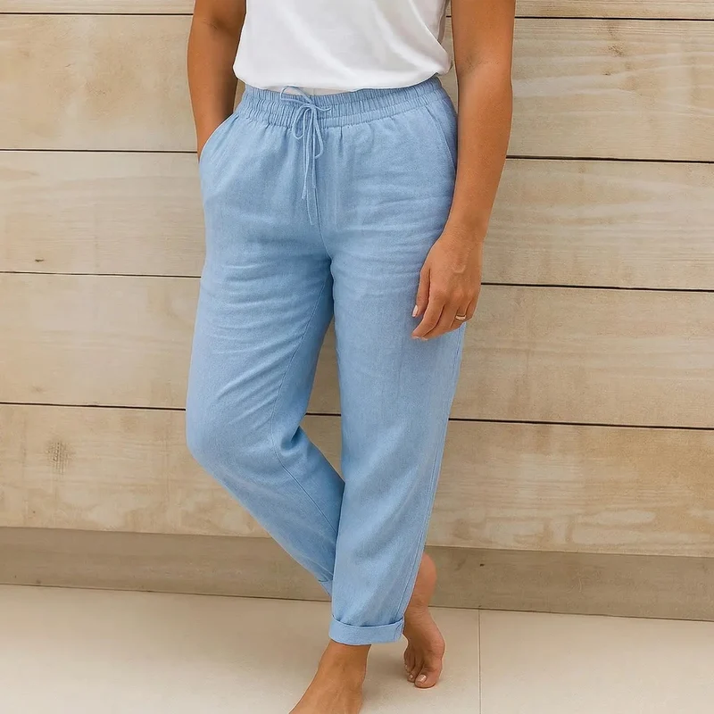 Damen Hose mit elastischem Bund und Kordelzug