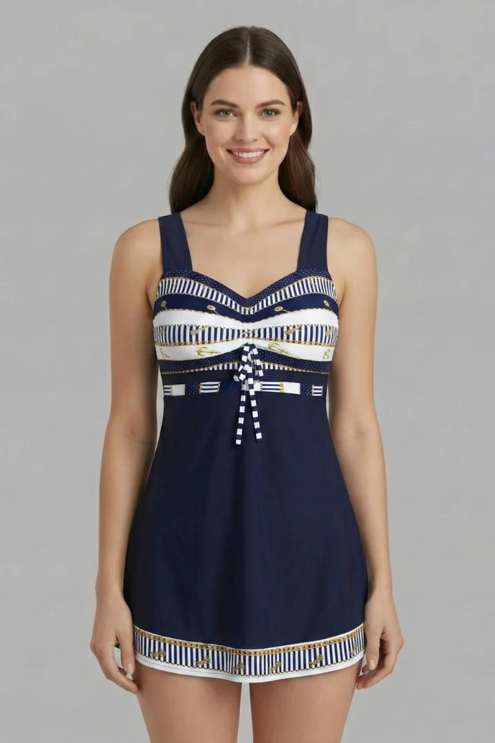 Damen Tankini-Set mit Trägeroberteil und Shorts im Musterdesign