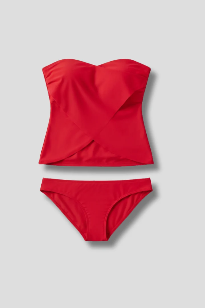 Damen Badebekleidungsset mit trägerlosem Oberteil und Slip
