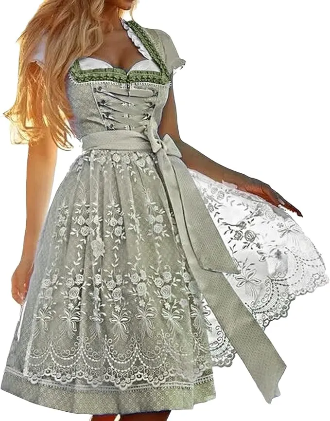 Damen Dirndl Set mit Schnürung und Schürze