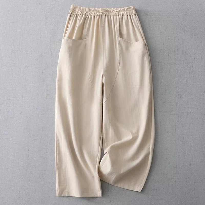 Damen Hose mit elastischem Bund und geradem Beinverlauf