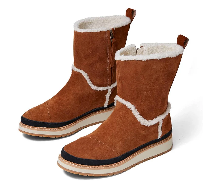 TOMS Wasserfeste Makenna-Wildlederstiefel für Damen – Zimt