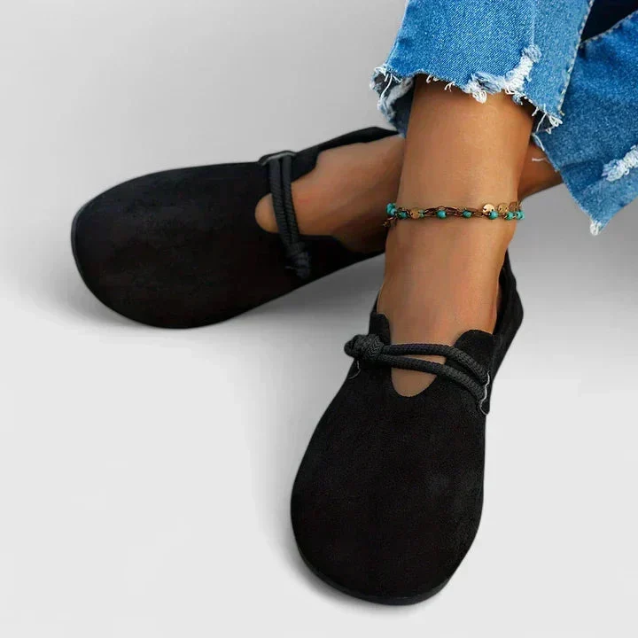 Damen Flache Schuhe mit Riemenstruktur und Geschlossener Form