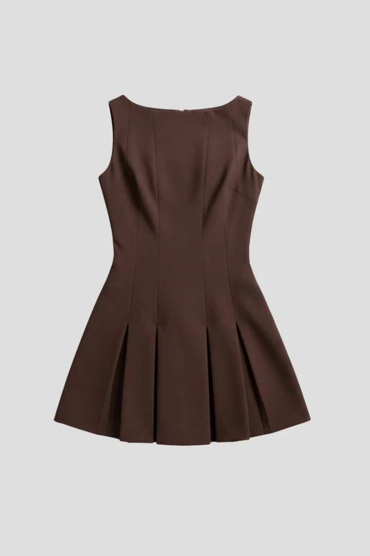 Damen Minikleid mit Ärmellosem Schnitt und Faltenstruktur