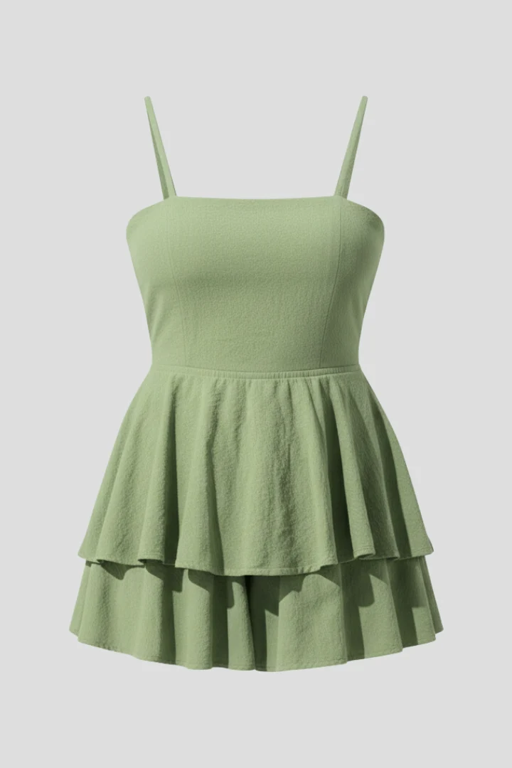Damen Minikleid mit Spaghettiträgern und Doppelstufigem Rock