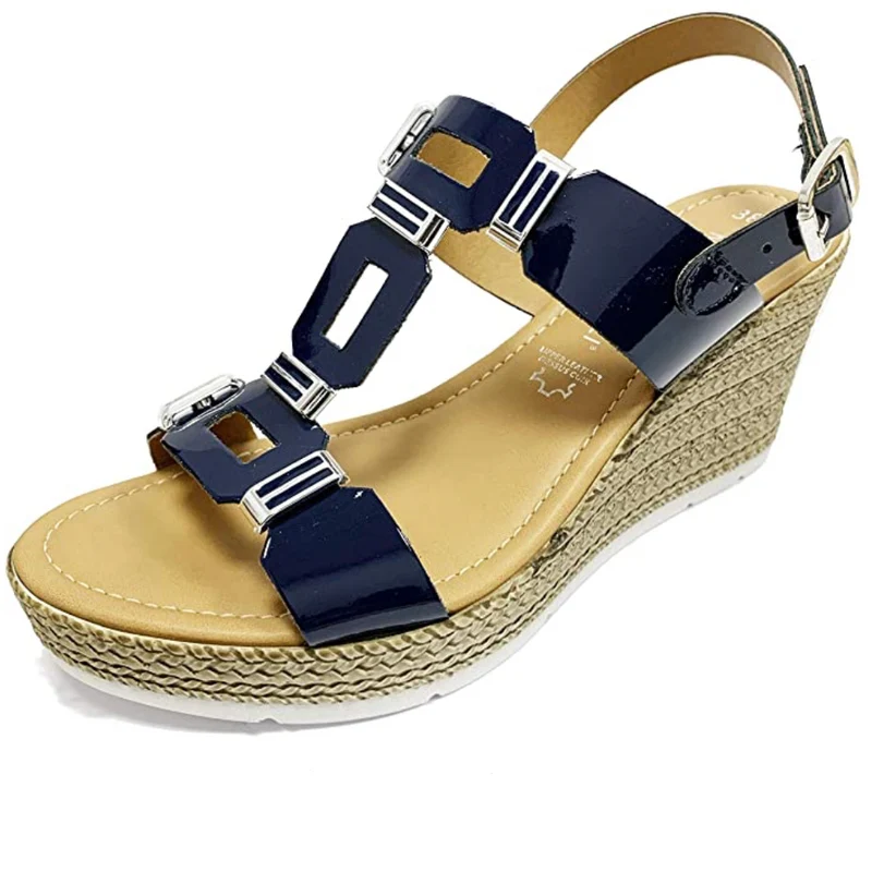 Marco Tozzi Damen Knöchelriemen-Sandalen – Marineblau