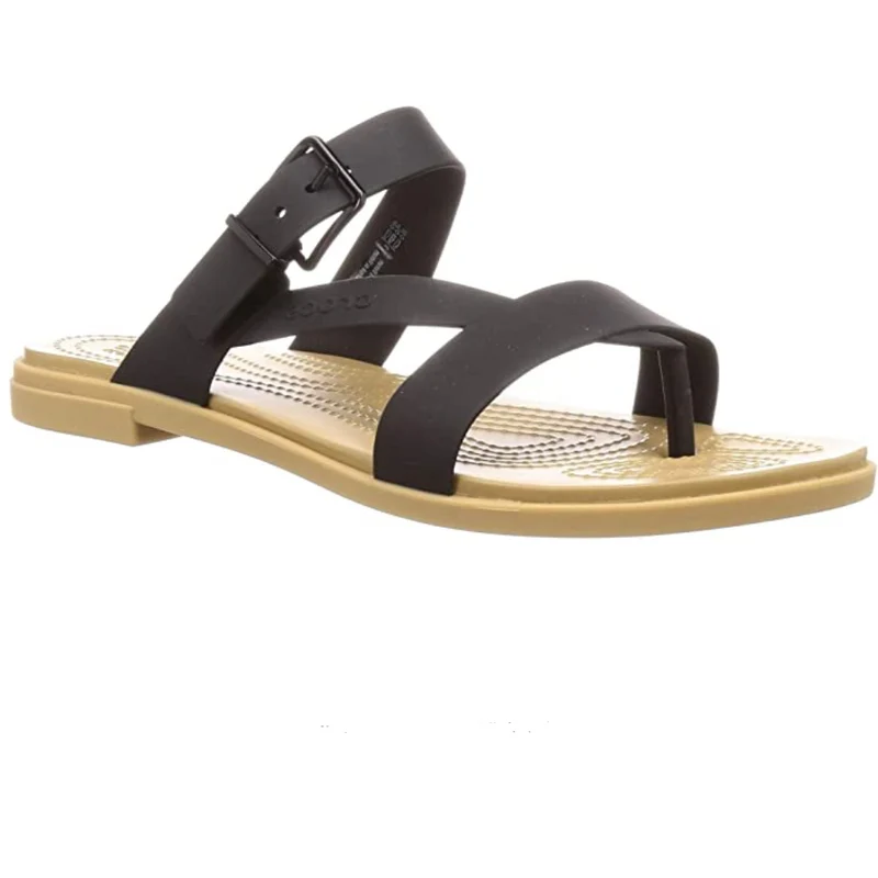 Crocs Tulum Zehensteg-Sandale für Damen – Schwarz/Hellbraun