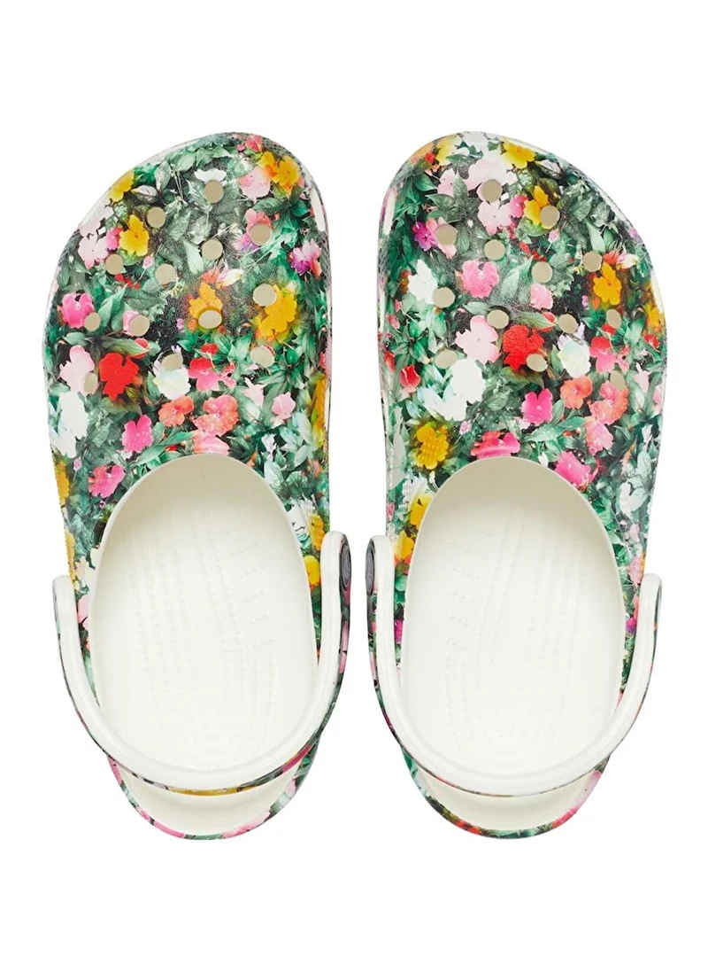 Crocs Unisex-Clogs mit klassischem Blumenmuster – Weiß