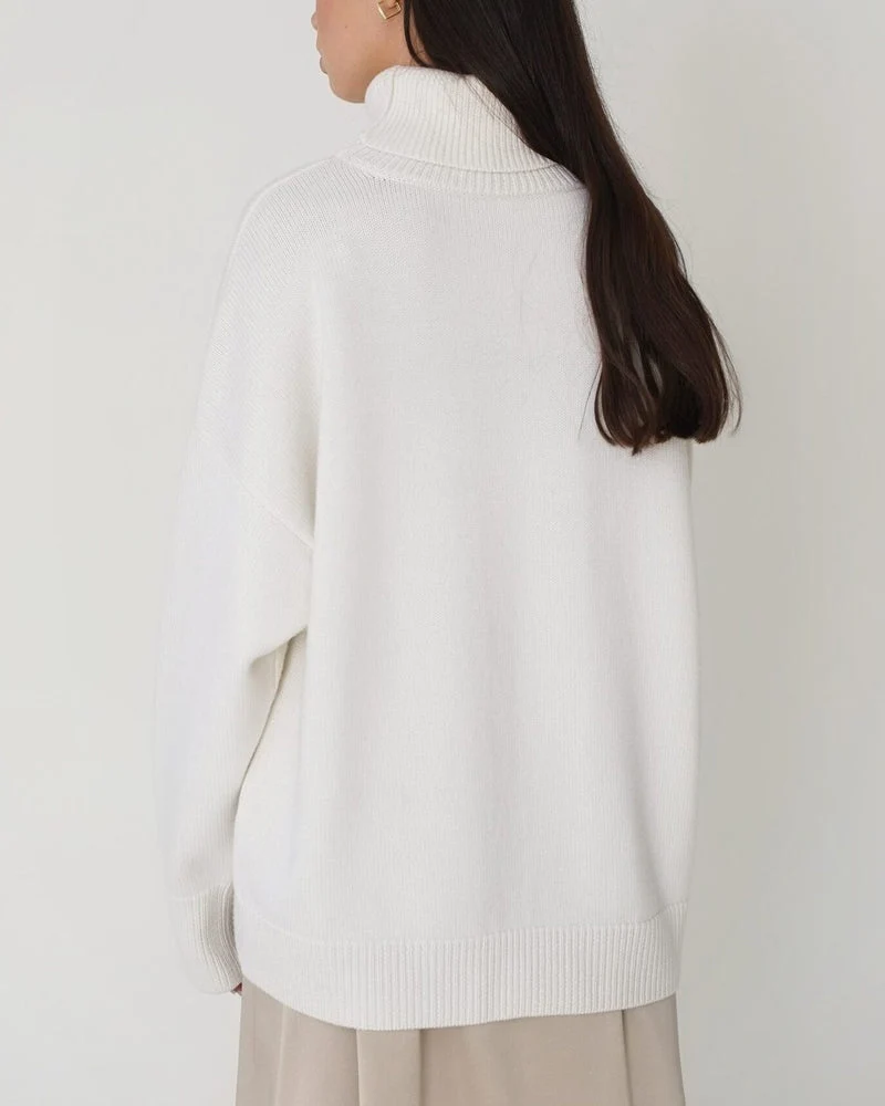 Claudia | Damen Oversize High-Neck Lässiger Pullover