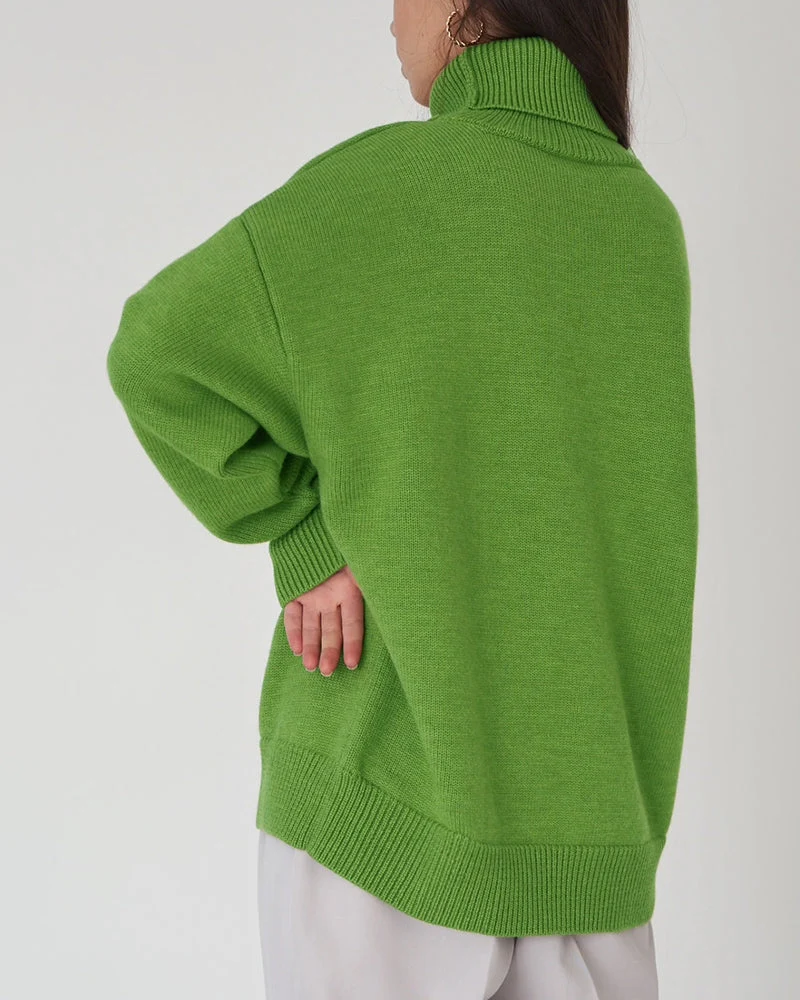 Claudia | Damen Oversize High-Neck Lässiger Pullover