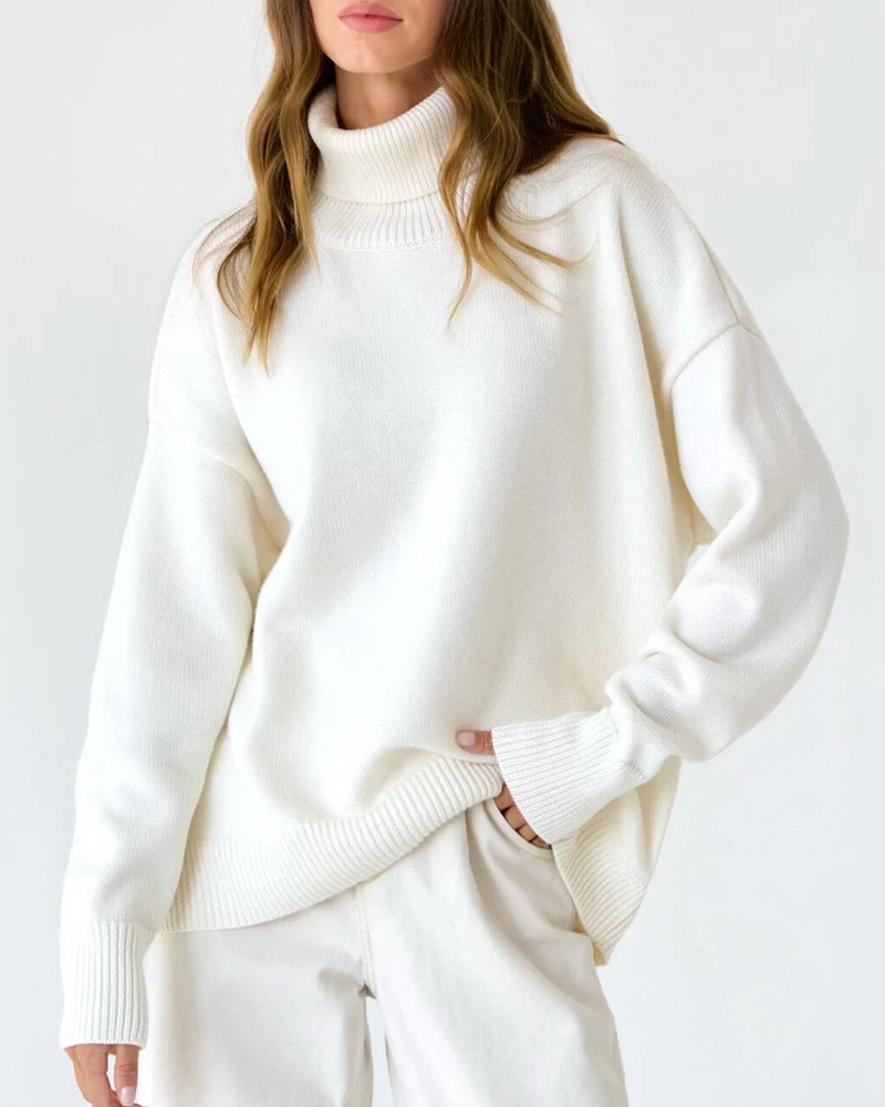 Claudia | Damen Oversize High-Neck Lässiger Pullover