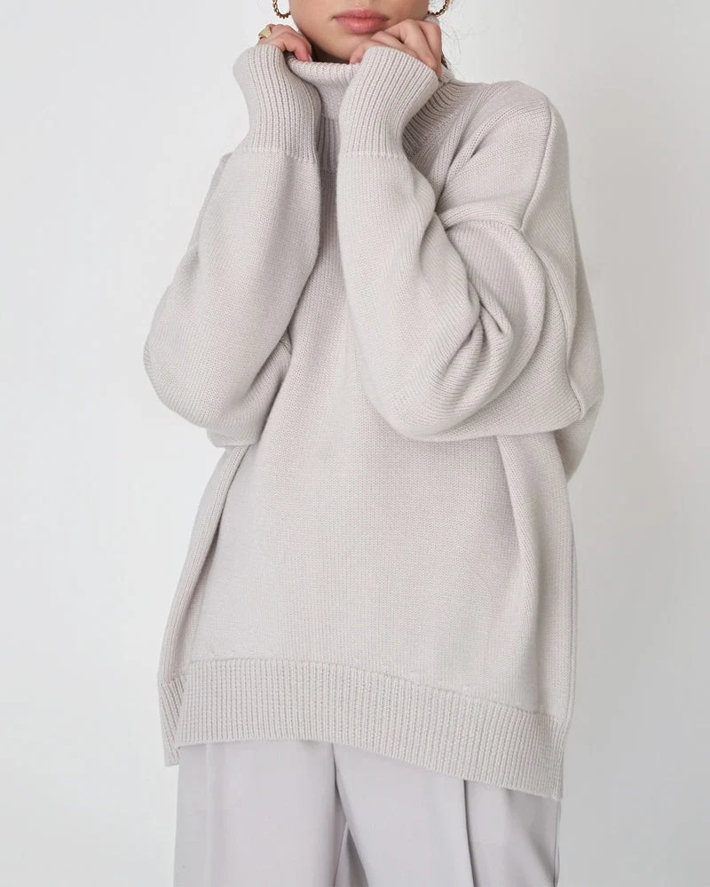 Claudia | Damen Oversize High-Neck Lässiger Pullover