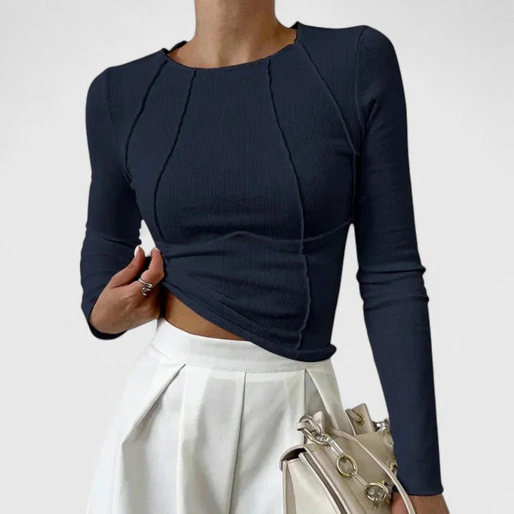 Doris | Damen Lässiges Langarmshirt, Enganliegend