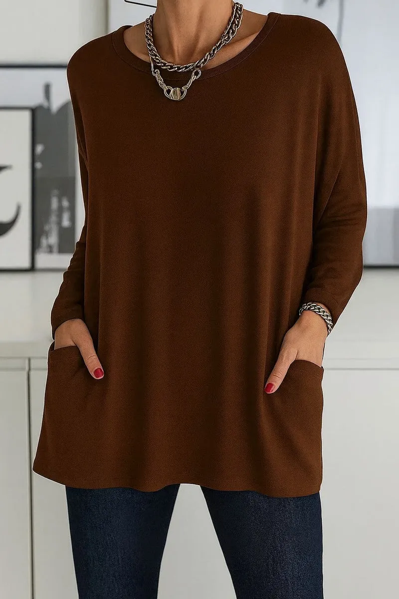 Selina | Damen Lockeres Langarmshirt