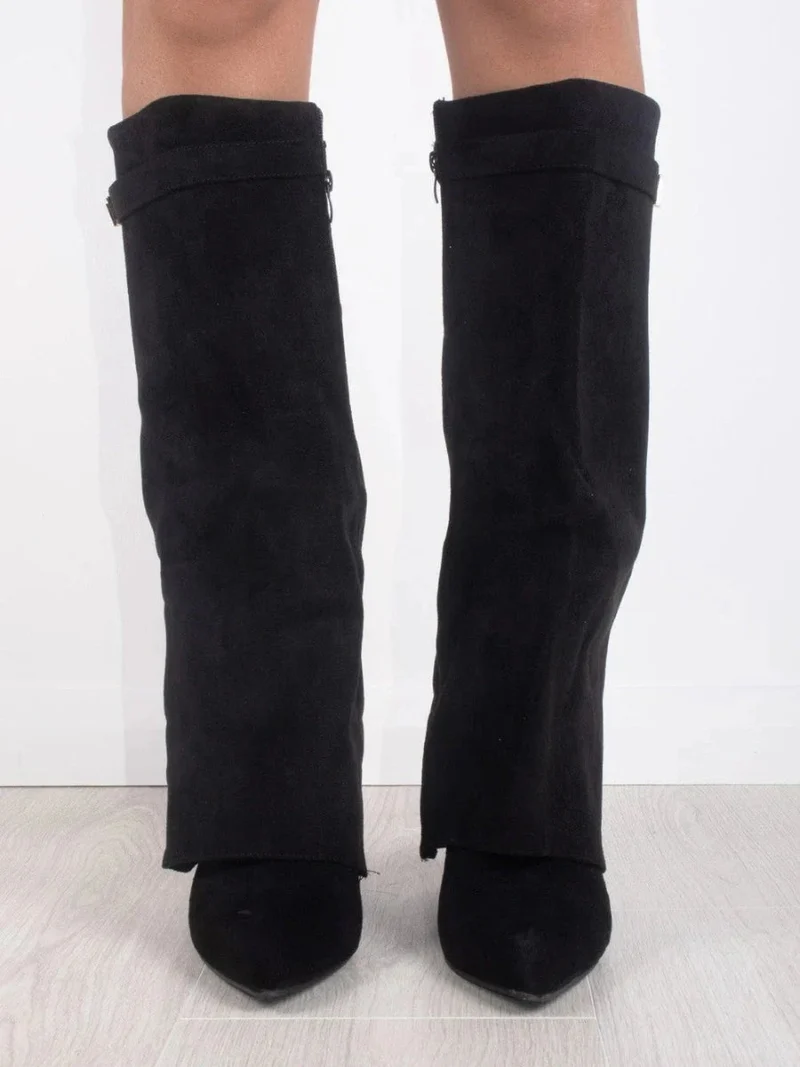 Angela | Damen Schlagstiefel über dem Knie mit Reißverschluss