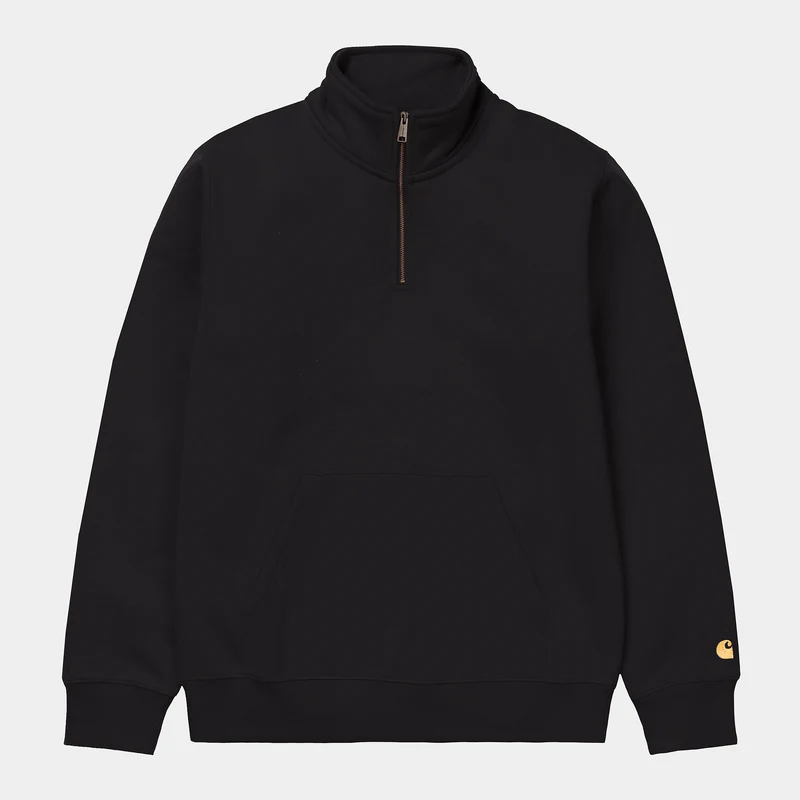 Carhartt WIP Herren Chase Half Zip Sweatshirt – Schwarz / Gold