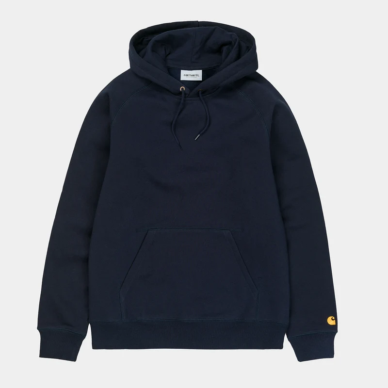 Carhartt WIP Herren Chase Kapuzenpullover – Marineblau / Gold