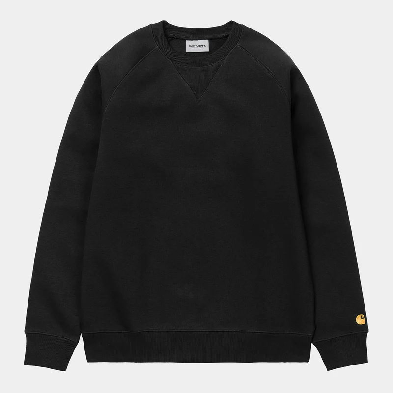 Carhartt WIP Herren Chase Sweat Top – Schwarz / Gold