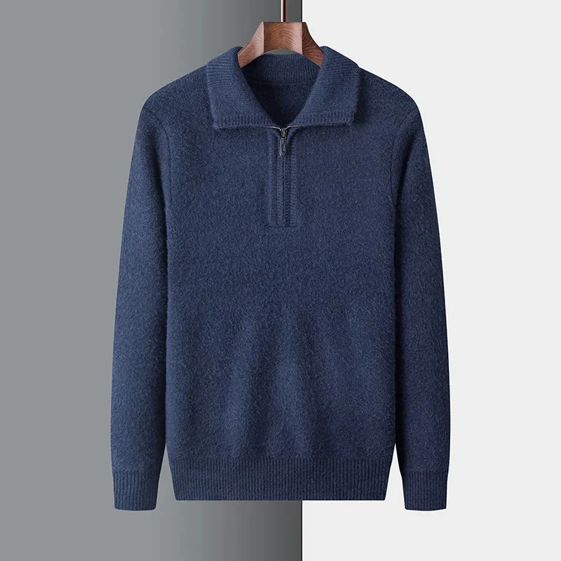 Greta | Herren Winter-Strickpullover mit Half-Zip