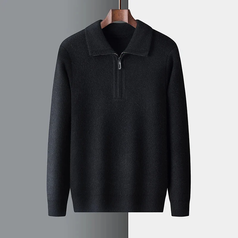 Greta | Herren Winter-Strickpullover mit Half-Zip