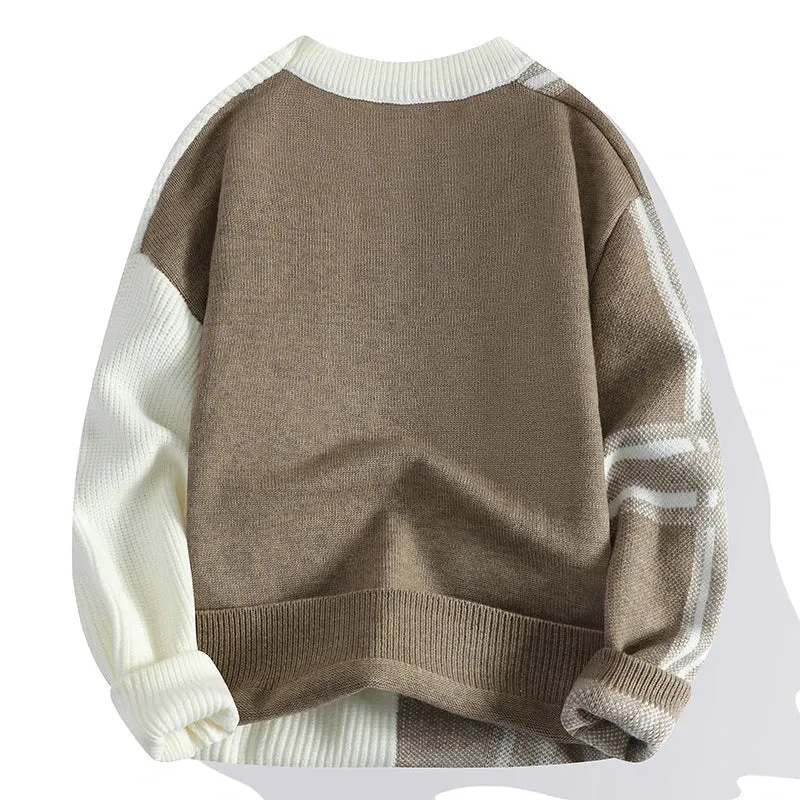 Elfriede | Herren Winter-Colorblock-Rundhals-Pullover