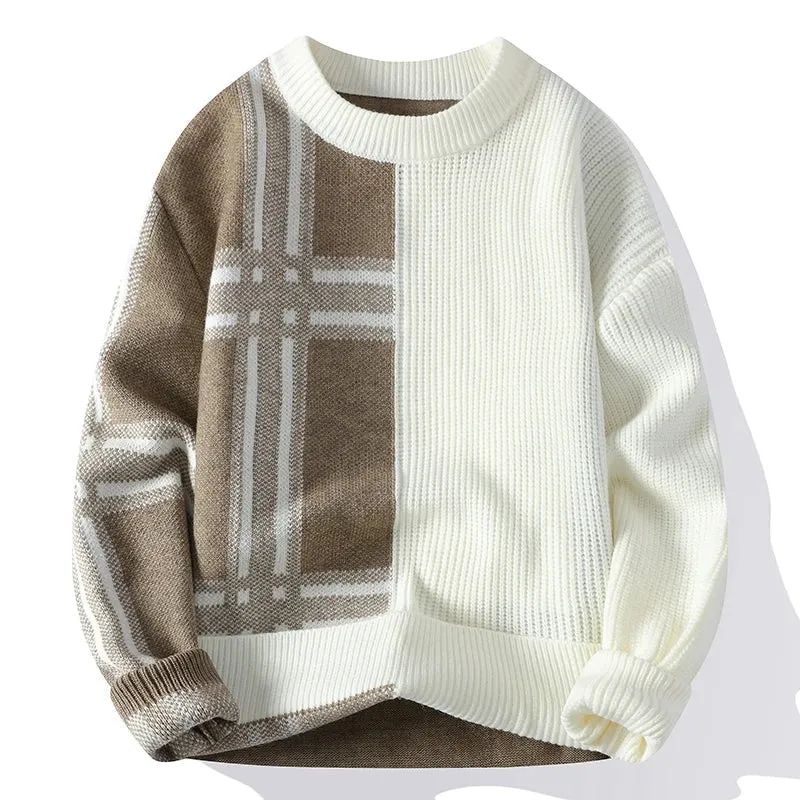 Elfriede | Herren Winter-Colorblock-Rundhals-Pullover