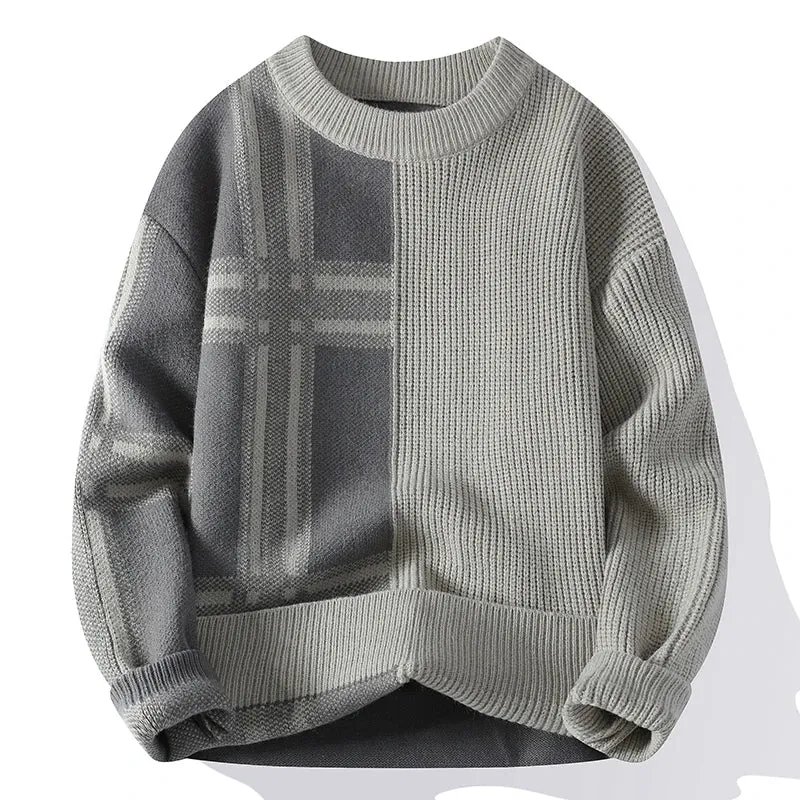 Elfriede | Herren Winter-Colorblock-Rundhals-Pullover