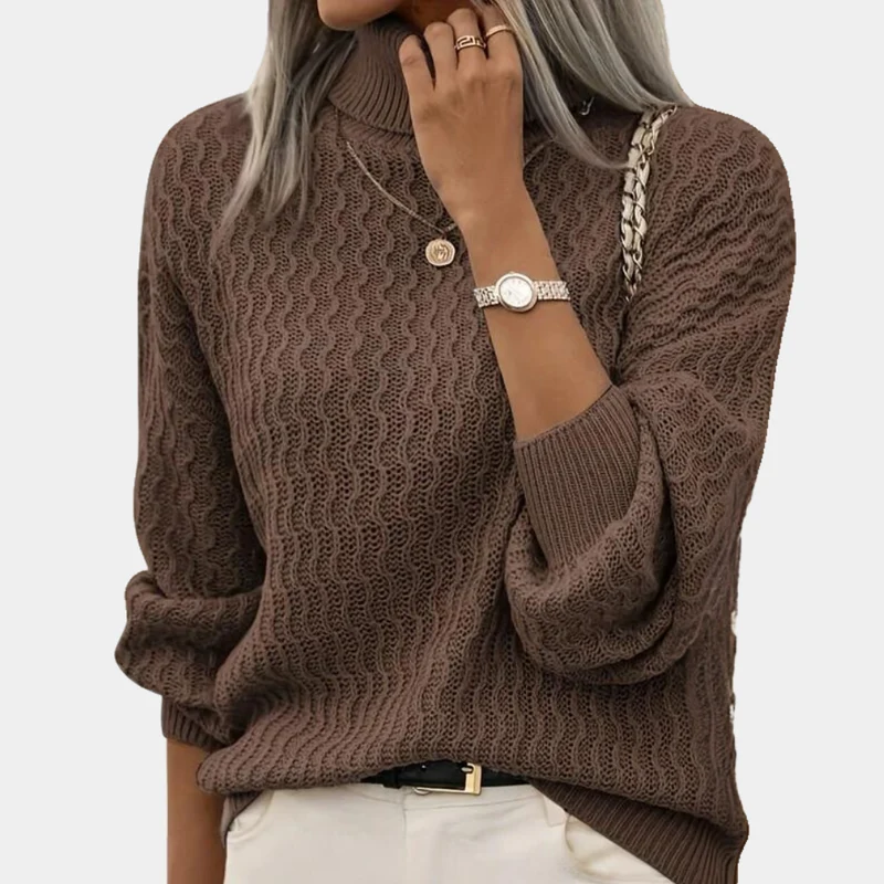 Hanna | Damen Zopfmuster Rollkragenpullover